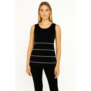 Neiman Marcus Women's S Blouse Black Sleeveless Pearl Beaded Quiet Luxury - EUC